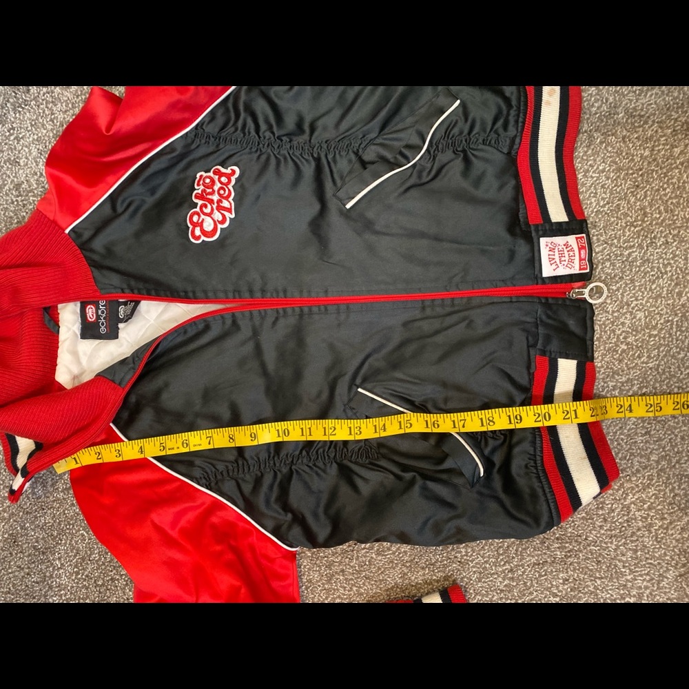 EckoRed Embroidered Satin Knitted Zip Up Bomber Jacket - Picture 15 of 15